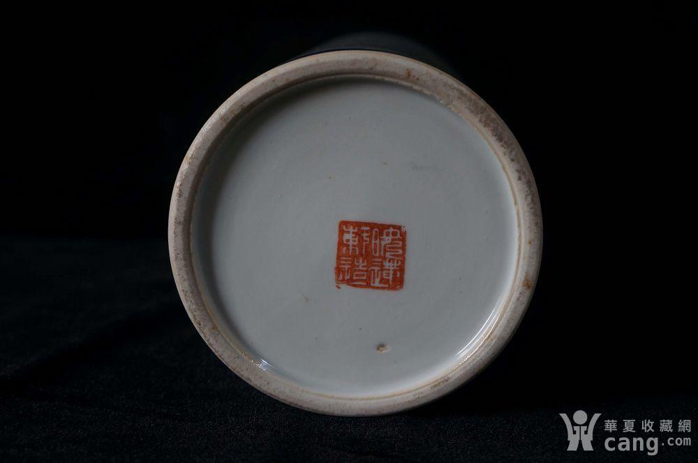 仙槎浅绛彩青花双龙锁口精品帽筒