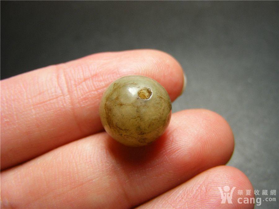 几十年和田青白玉老提油带黑丝沁大圆勒子珠 味道好