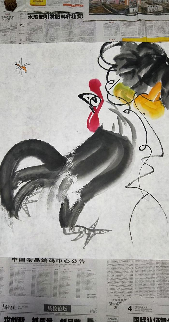 中国美协书画名家张文光精美大写意画作《金鸡独立》