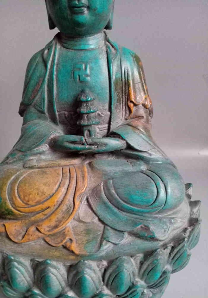 少见的老绿松石佛像摆件
