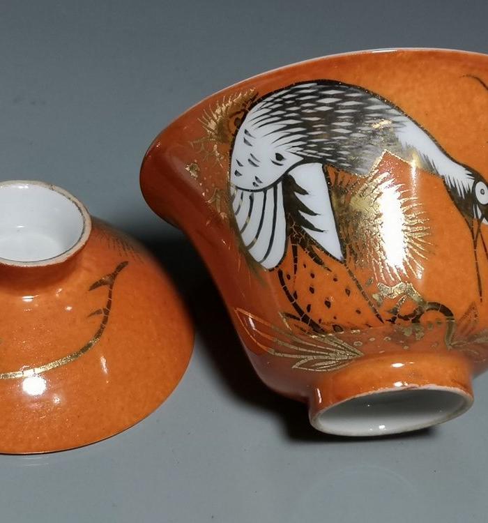 民国时期余元昌造粉彩松he延年纹马蹄饭杯