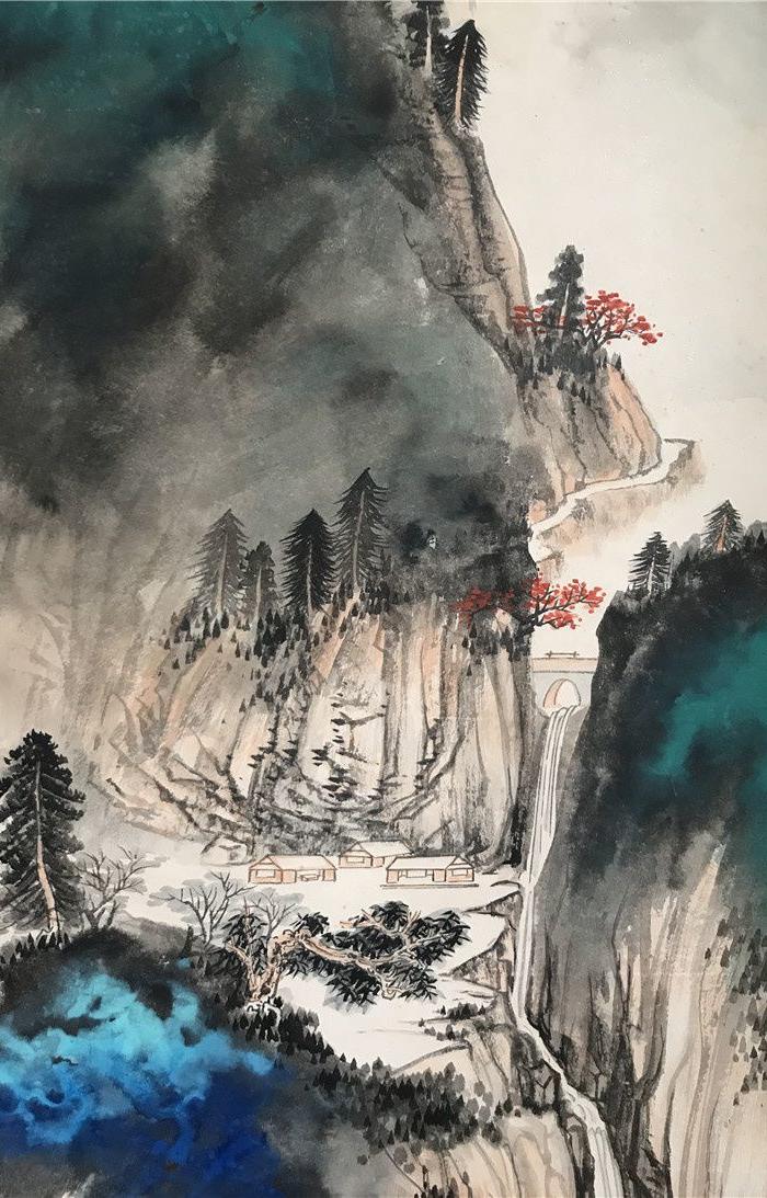 何海霞泼彩山水