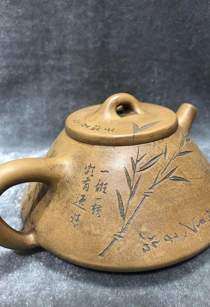 竹叶是瓢紫砂壶杨彭年制