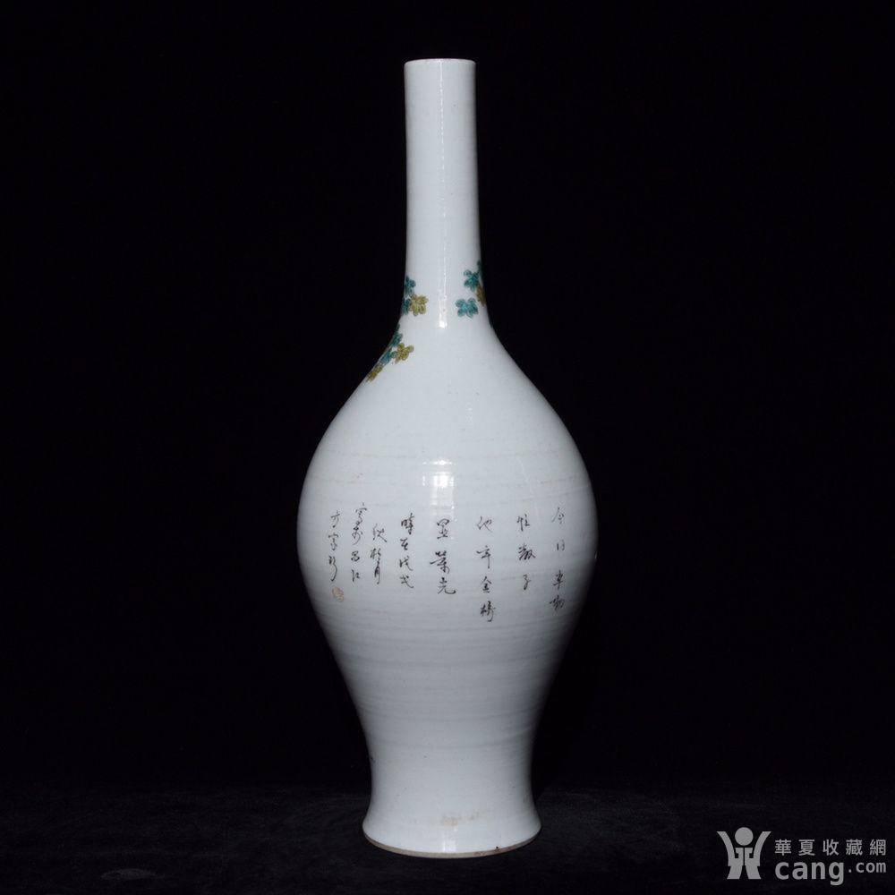 民国方家珍作粉彩人物纹直颈瓶 38x14