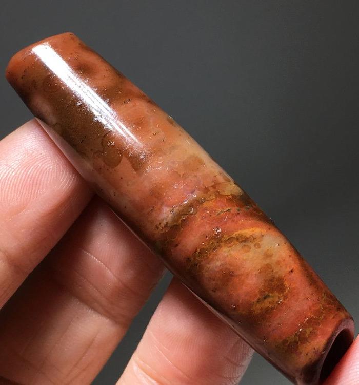 清代 藏传 朱砂供 九眼天珠 包浆老厚