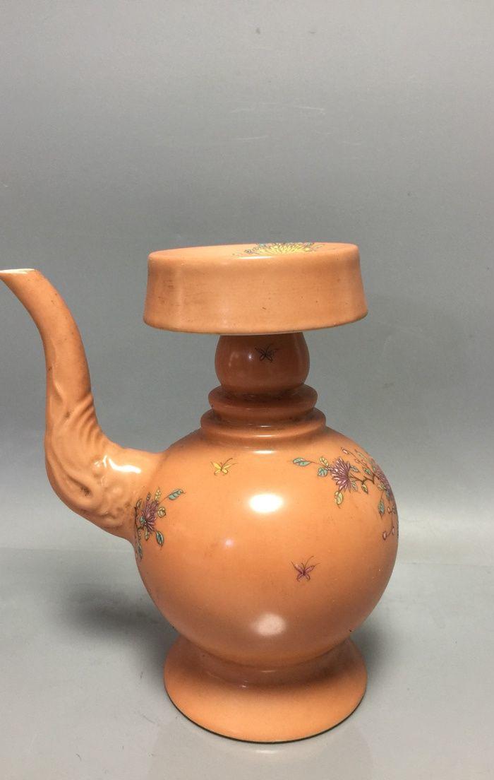 清,珐琅彩花纹无把壶