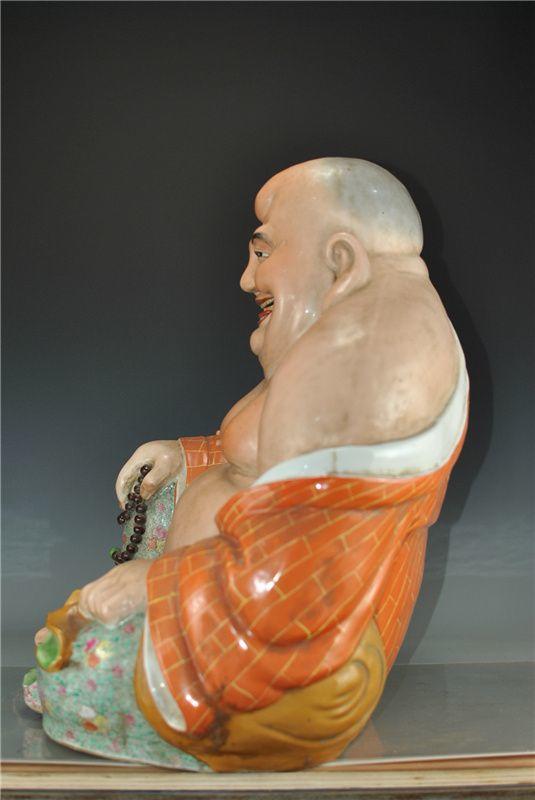 文革瓷陶瓷美术家曾山东作粉彩大布袋佛古董古玩保真包老文玩艺术
