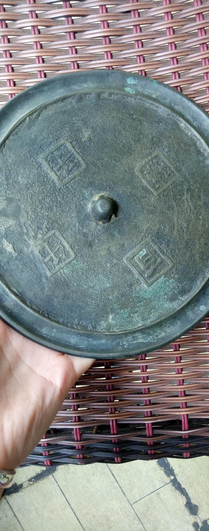 超大号20cm百子千孙老铜镜,包老包真没有补裂翘