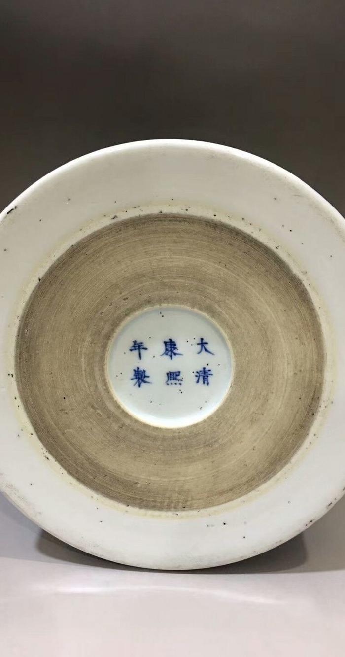 康熙 青花人物笔筒