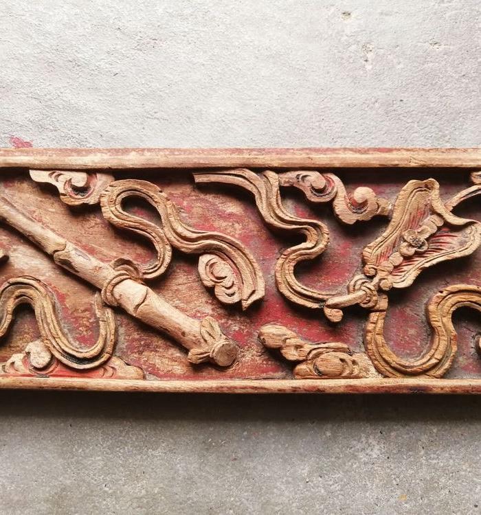 清代暗八仙老木雕