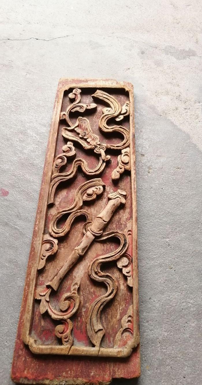 清代暗八仙老木雕