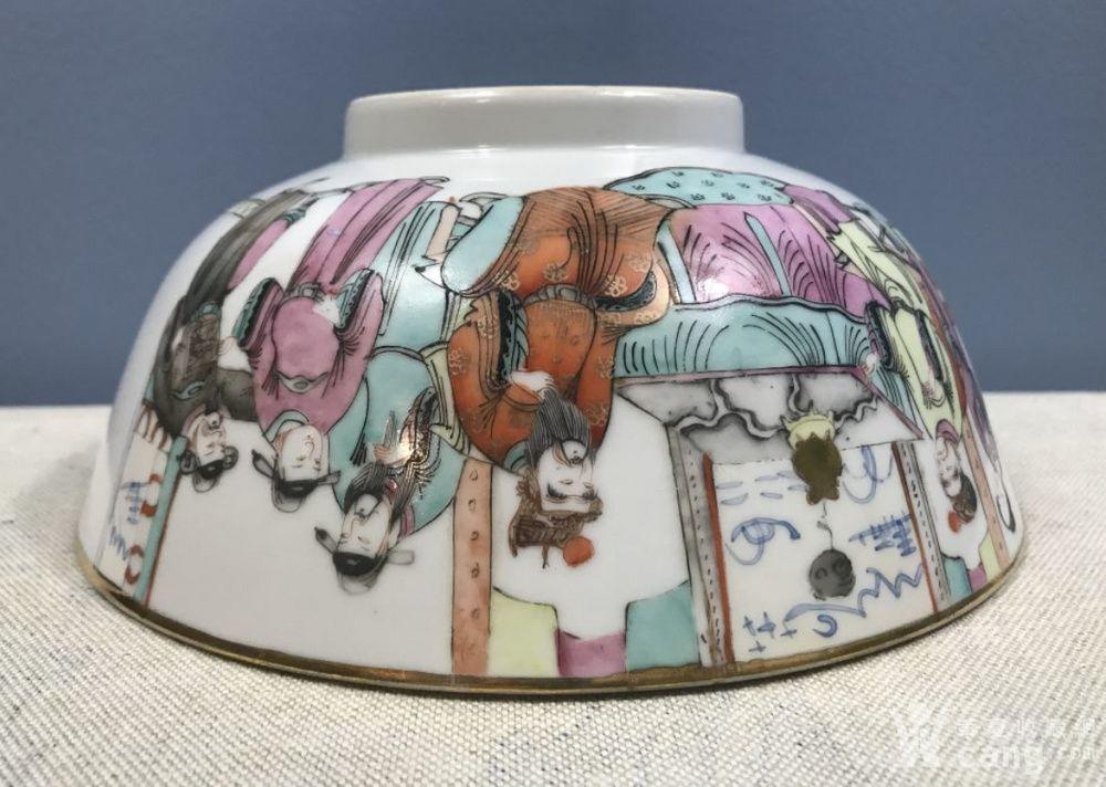 瓷器 明 清光绪名家汪佩璋绘粉彩 满堂福 纹大碗 清光绪名家汪佩璋绘