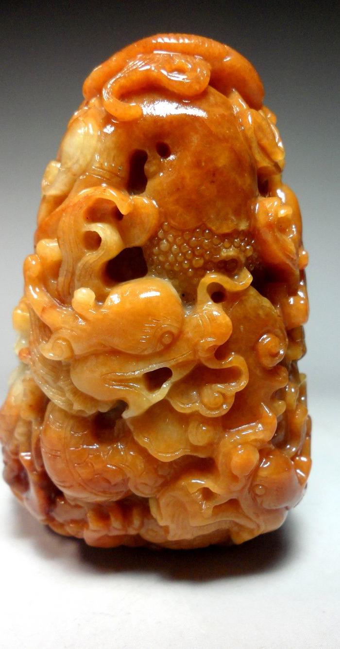 精品红翡九龙摆件!