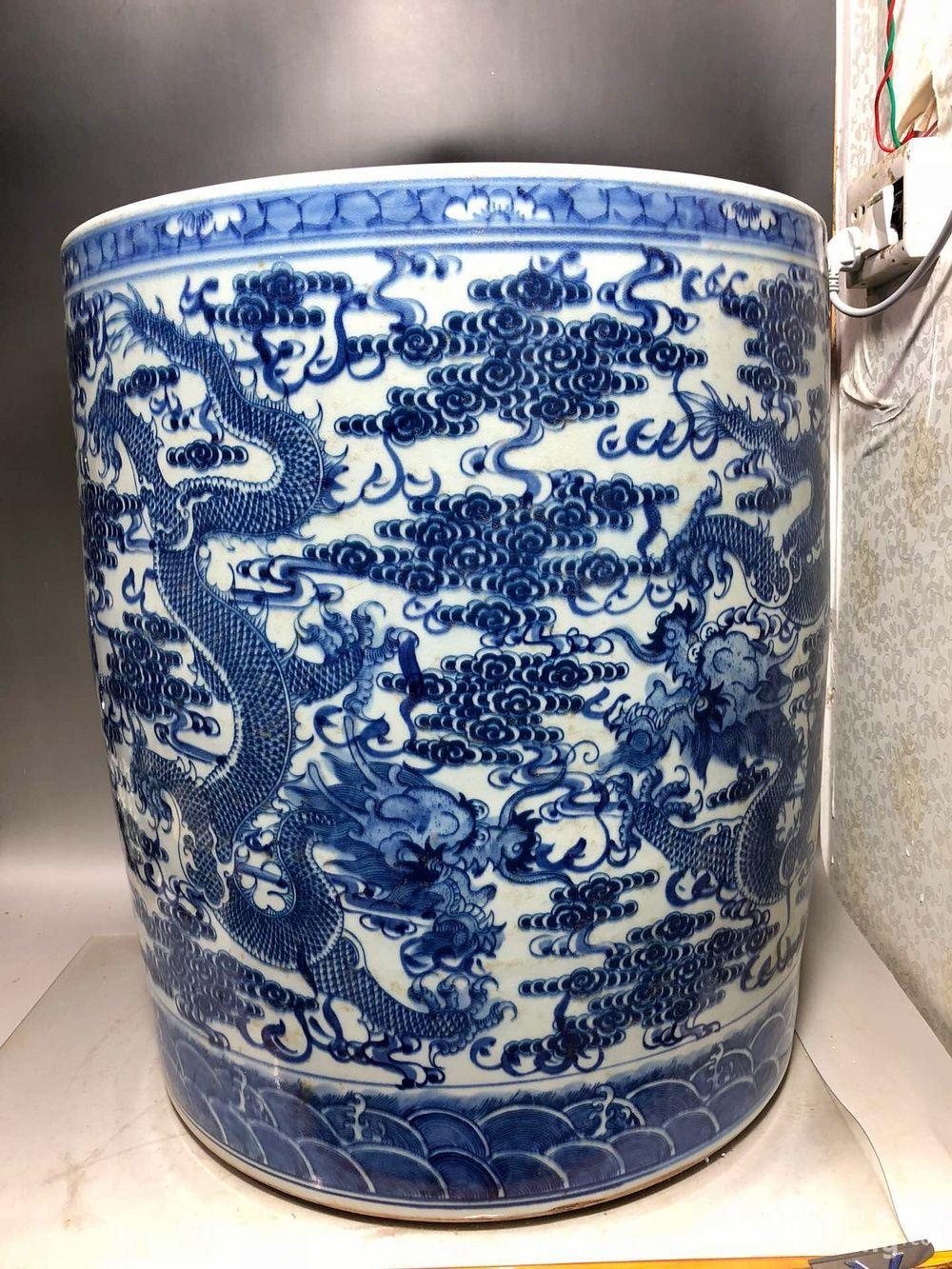 清康熙青花五龙大卷缸