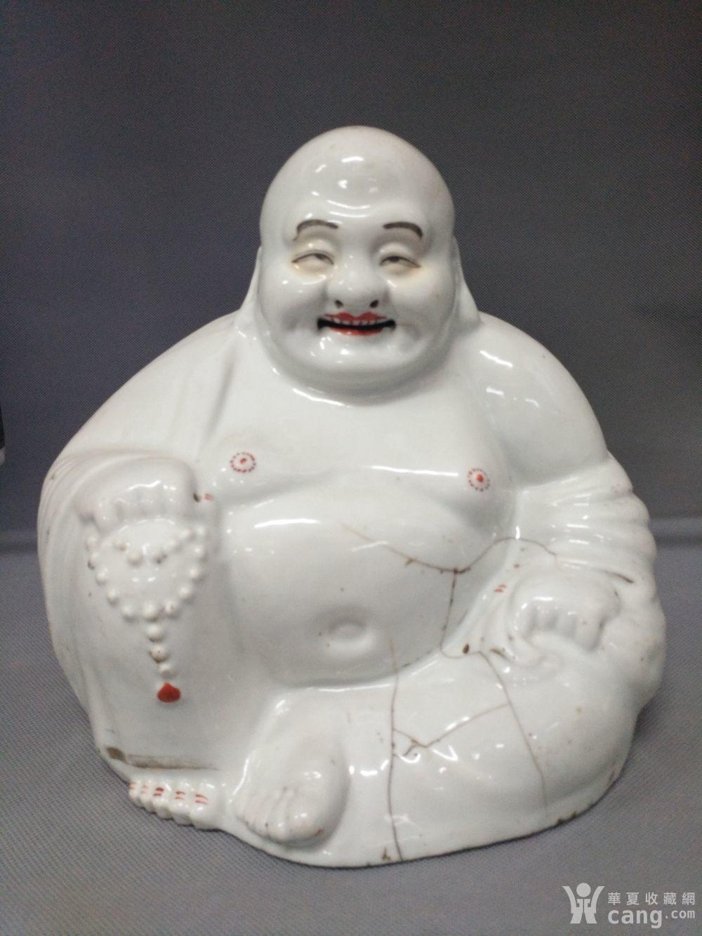 民国大号白釉弥勒佛瓷像.