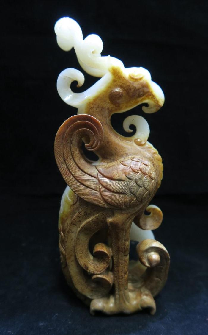 和田玉朱雀摆件