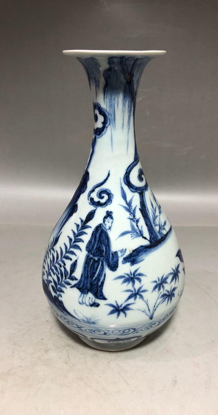 元代青花人物故事玉壶春瓶