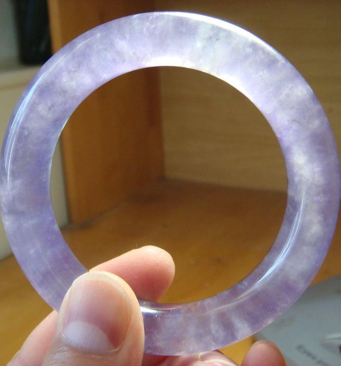 玻璃种紫罗兰翡翠圆条镯子2