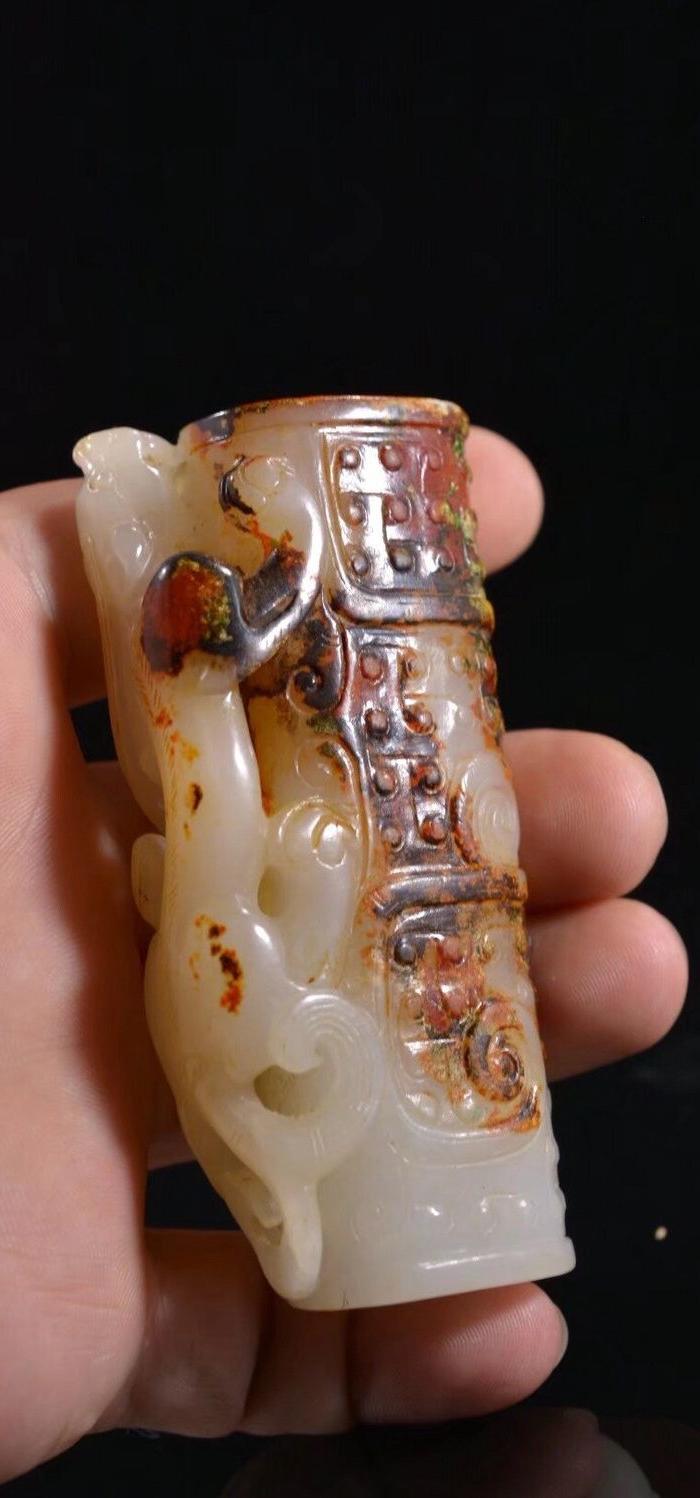 战汉老和田玉螭龙勒子