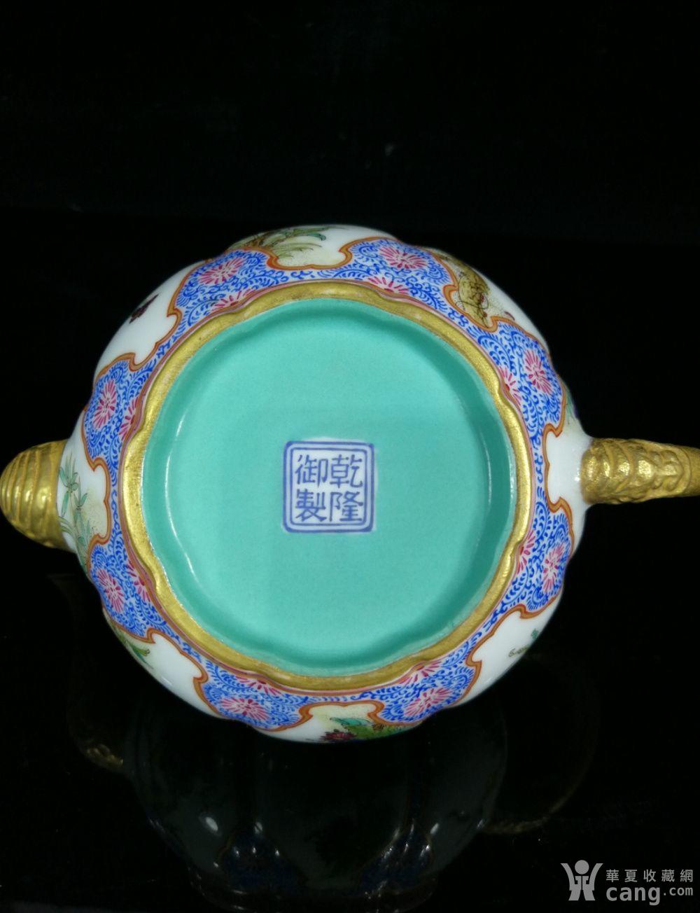 清乾隆御制四季花卉纹鎏金壶7.2 49.