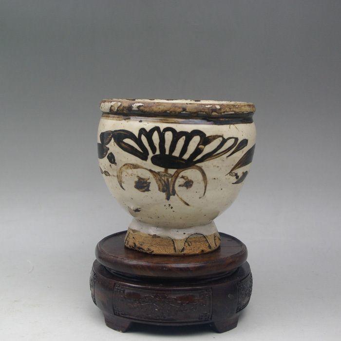 明代磁州窑水盂砵文房器明清景德镇老青花瓷器老物件收藏摆件古玩