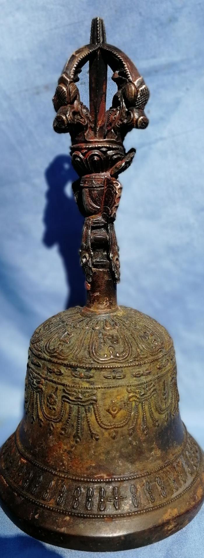 清代铜藏传佛教法铃*铃内外都有藏文佛语符号手工雕刻精致