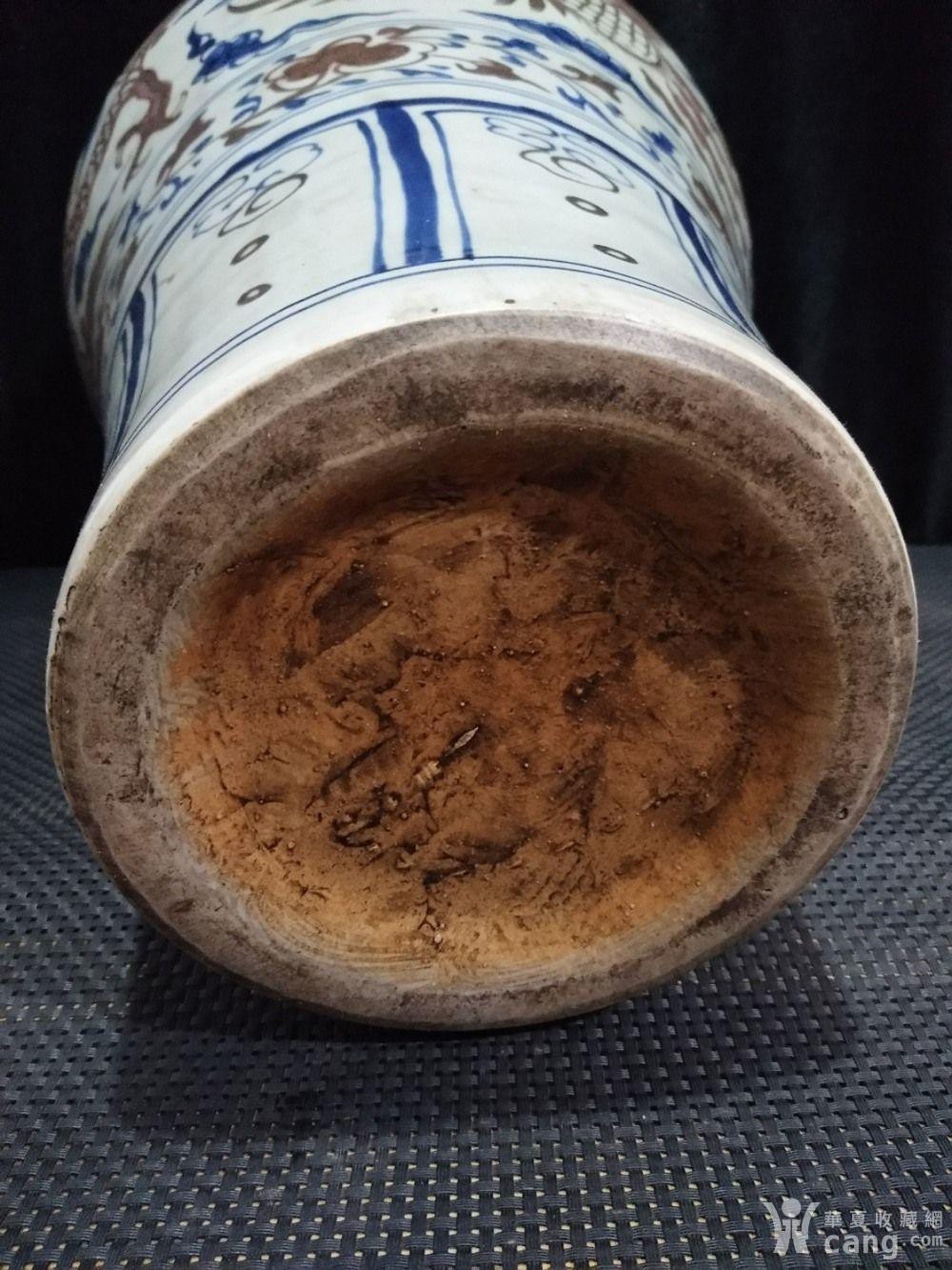 大元国至正十二年,手绘青花釉里红龙凤梅瓶