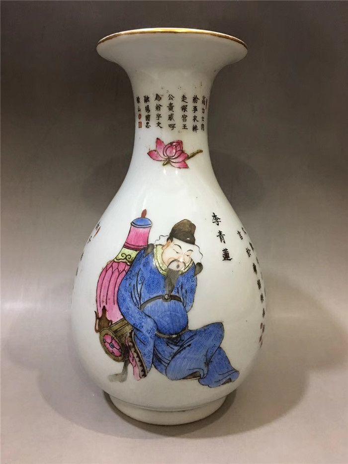 清咸丰无双谱玉壶春瓶