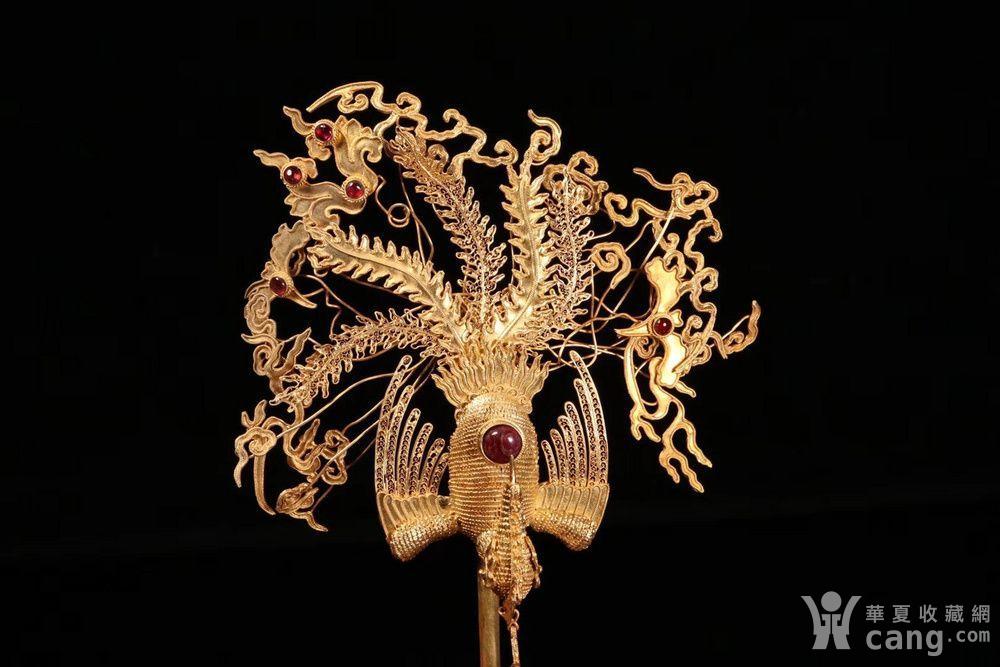 银鎏金凤凰头钗