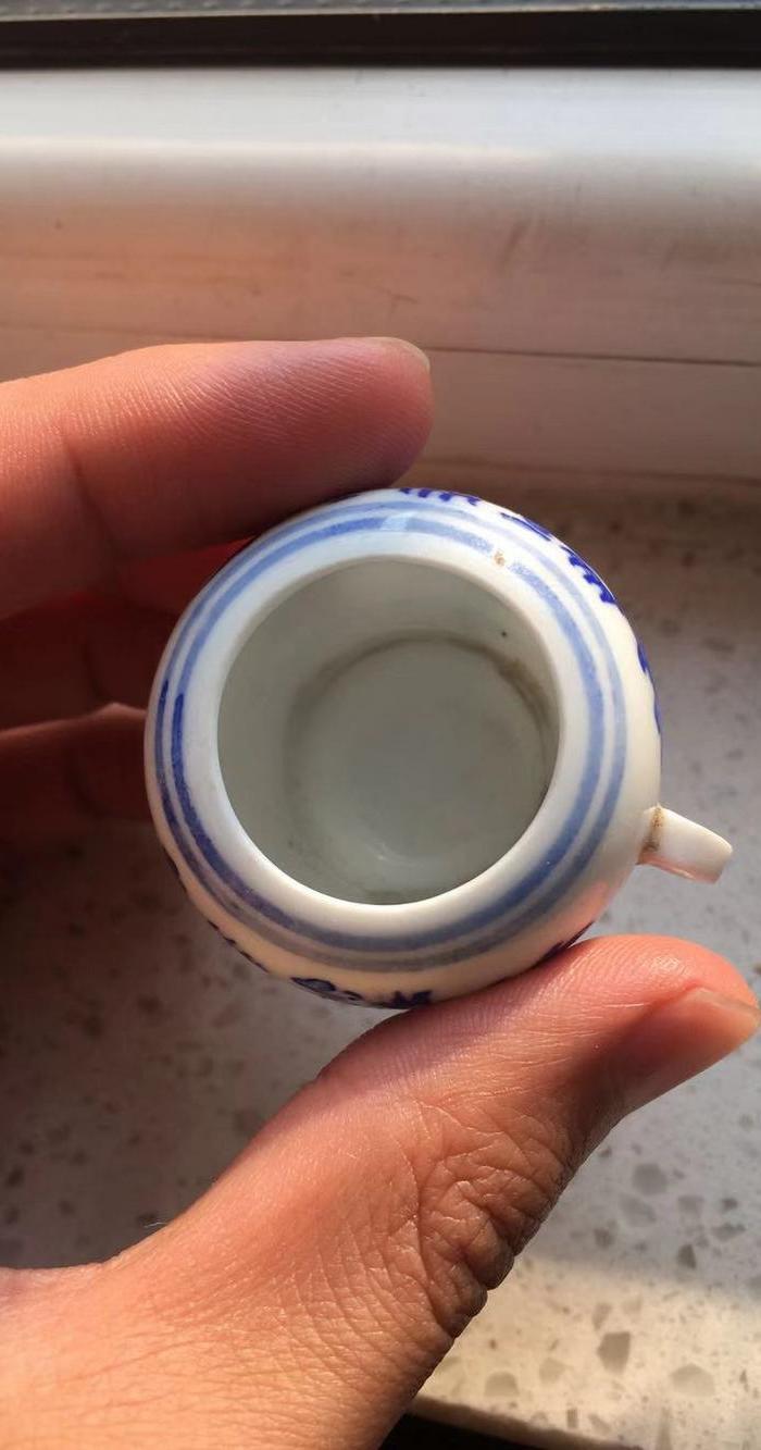 旧鸟食罐二龙戏珠 底景德镇制