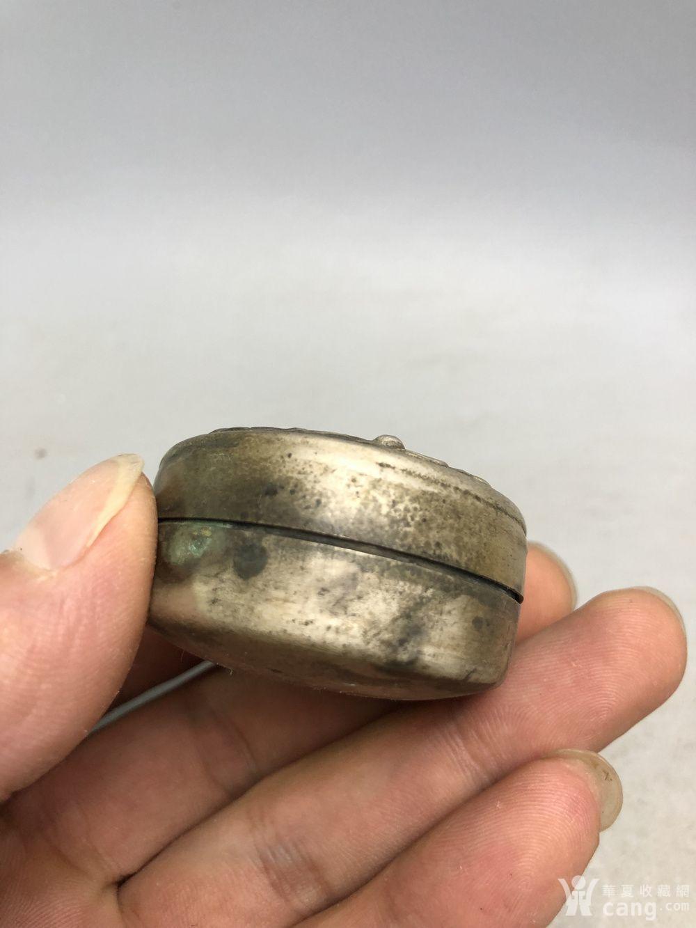 老银花卉印泥盒子a1285