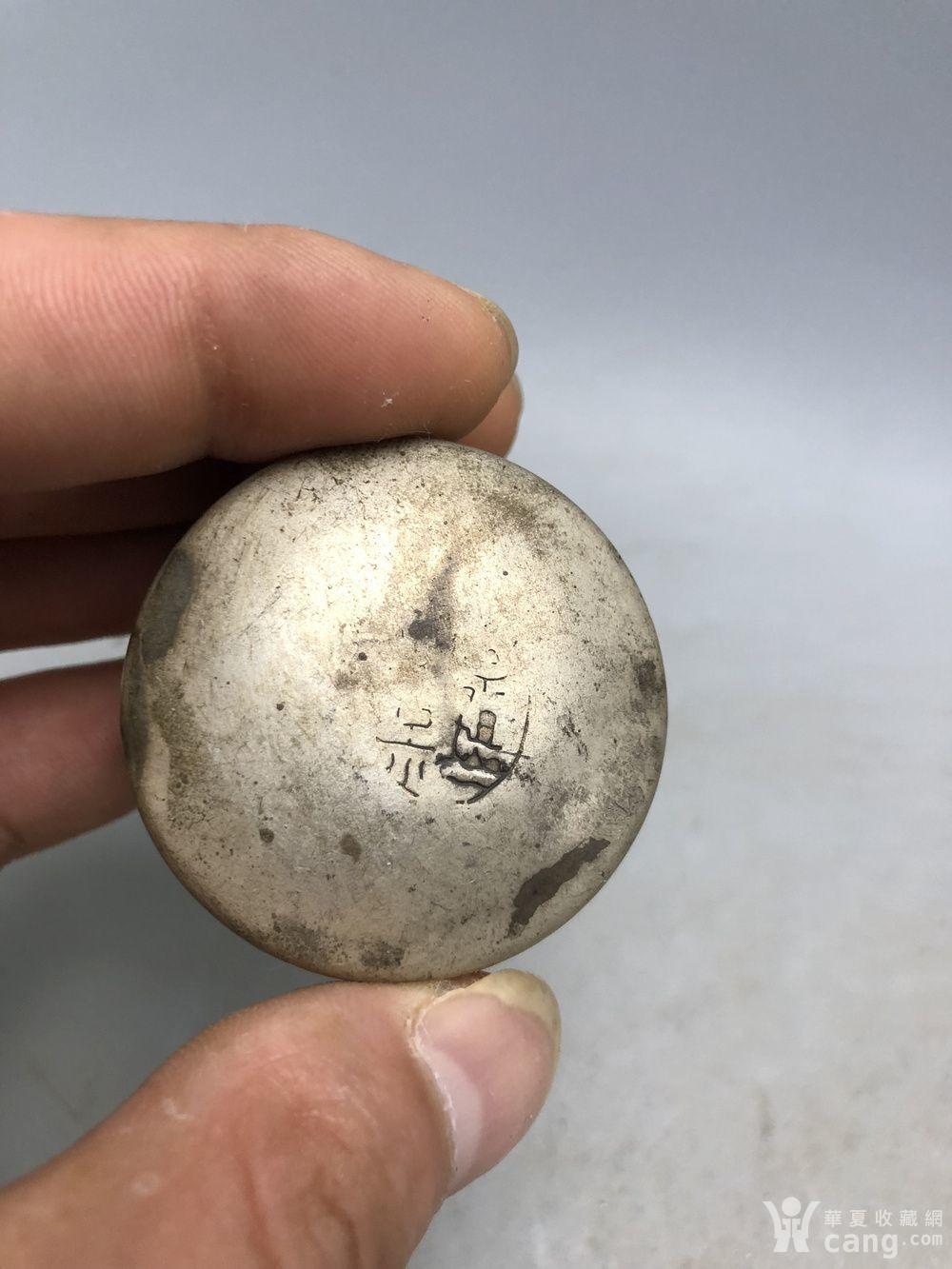 老银花卉印泥盒子a1285