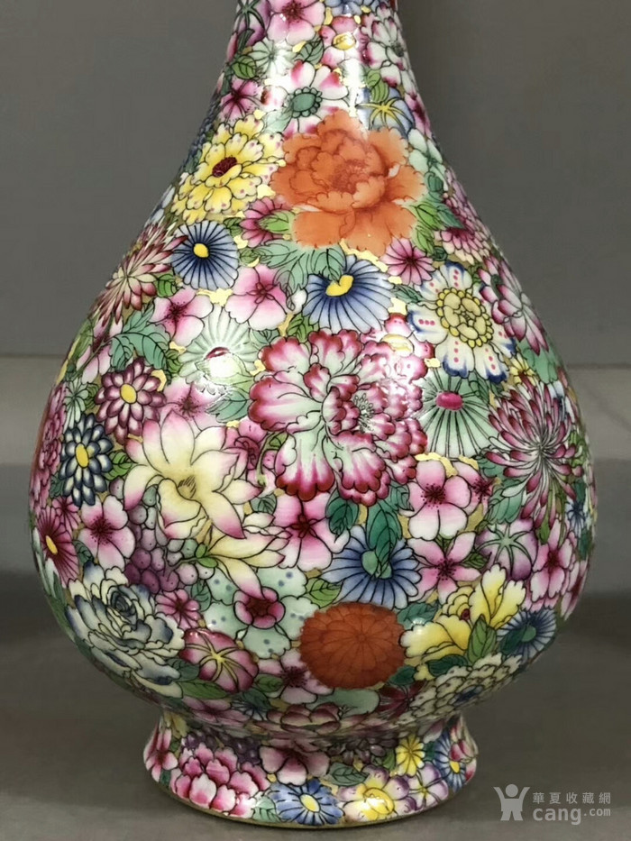 雍正 百花不落地胆瓶