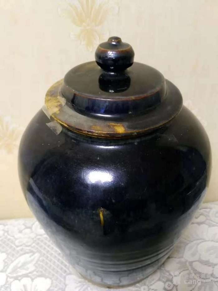耀州窑明黑釉盖罐_地摊交易_华夏收藏网