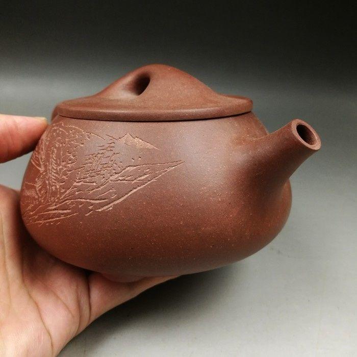 刻绘石瓢紫砂壶