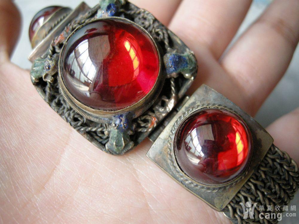 红宝石老银手链