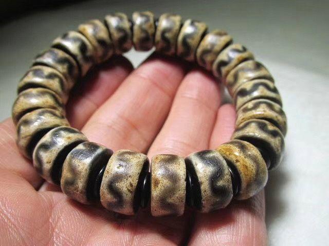 至真至纯 藏传 爆老千年 老天珠 手串 包浆老道