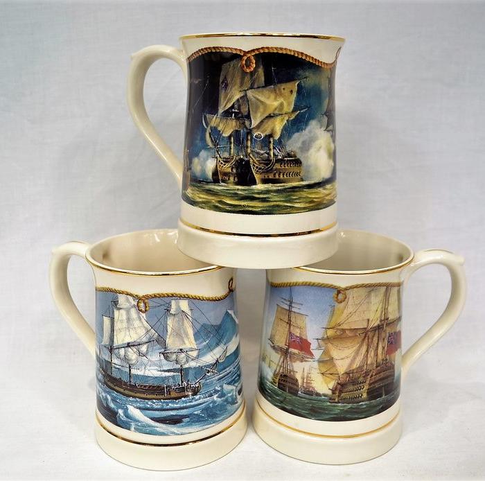 英国韦奇伍德瓷器女王御用纳尔逊大啤酒杯六件套