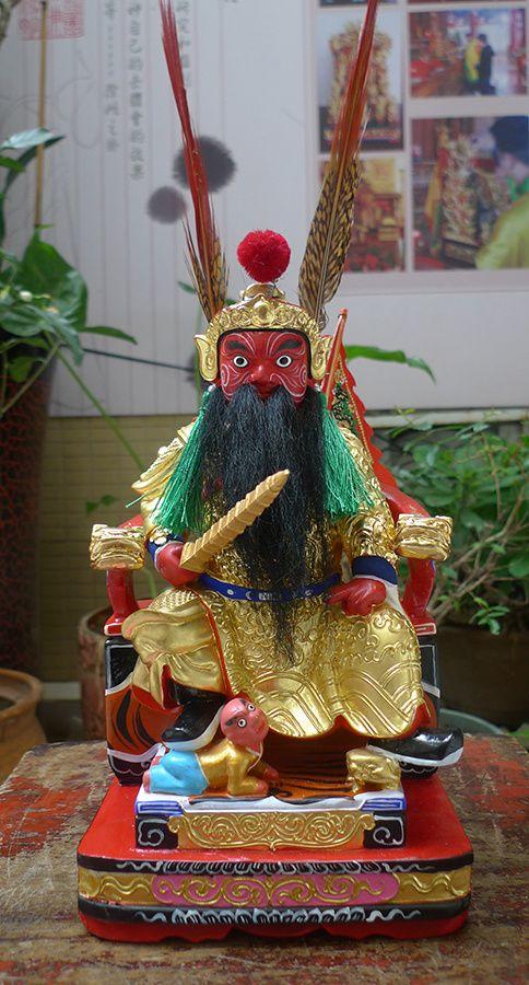 22厘米樟木雕 漆线雕 花脸王爷 阿爷公