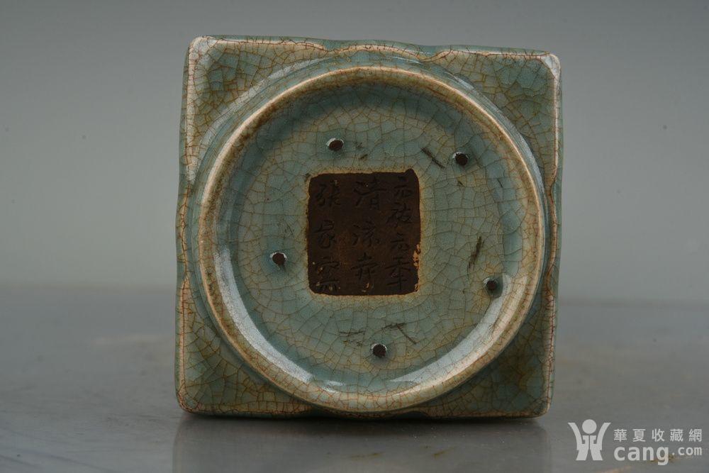 汝瓷青釉元祐元年清凉寺张家窑款琮式瓶古玩古董古瓷器老货收藏_地摊