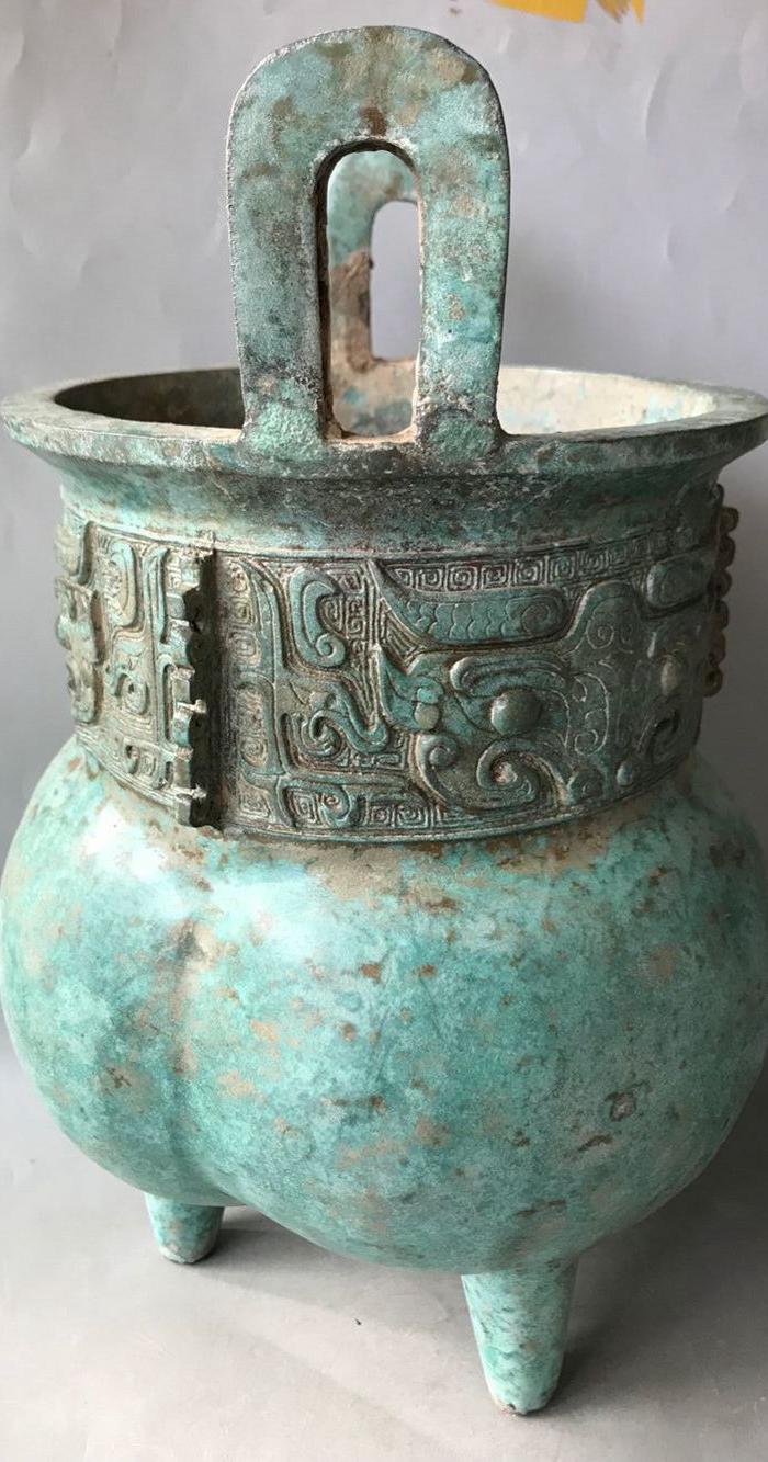 三足水坑刻字铜器_地摊交易_华夏收藏网
