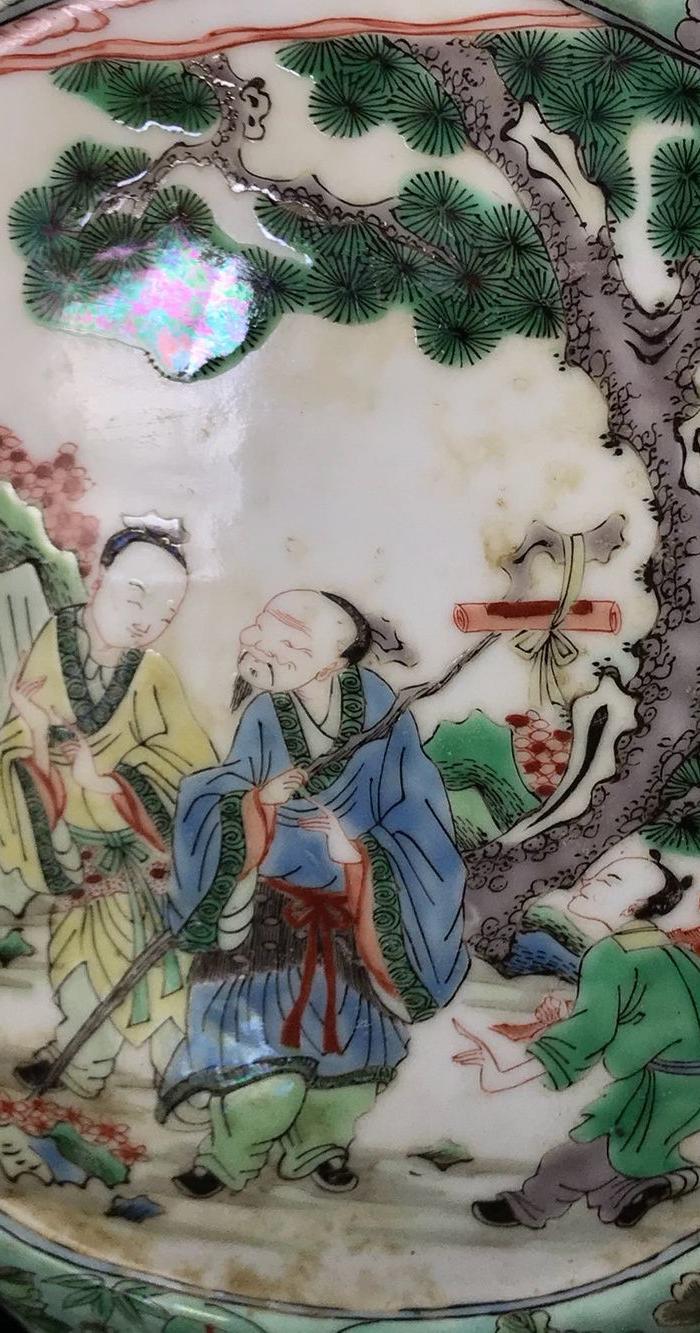 清康熙五彩人物故事抱月瓶.高43.5宽29