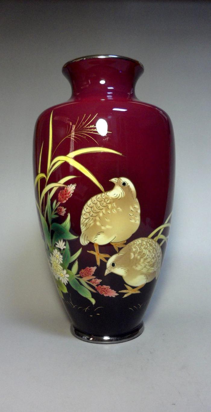 日本回流富士七宝烧陶瓷胎花瓶!