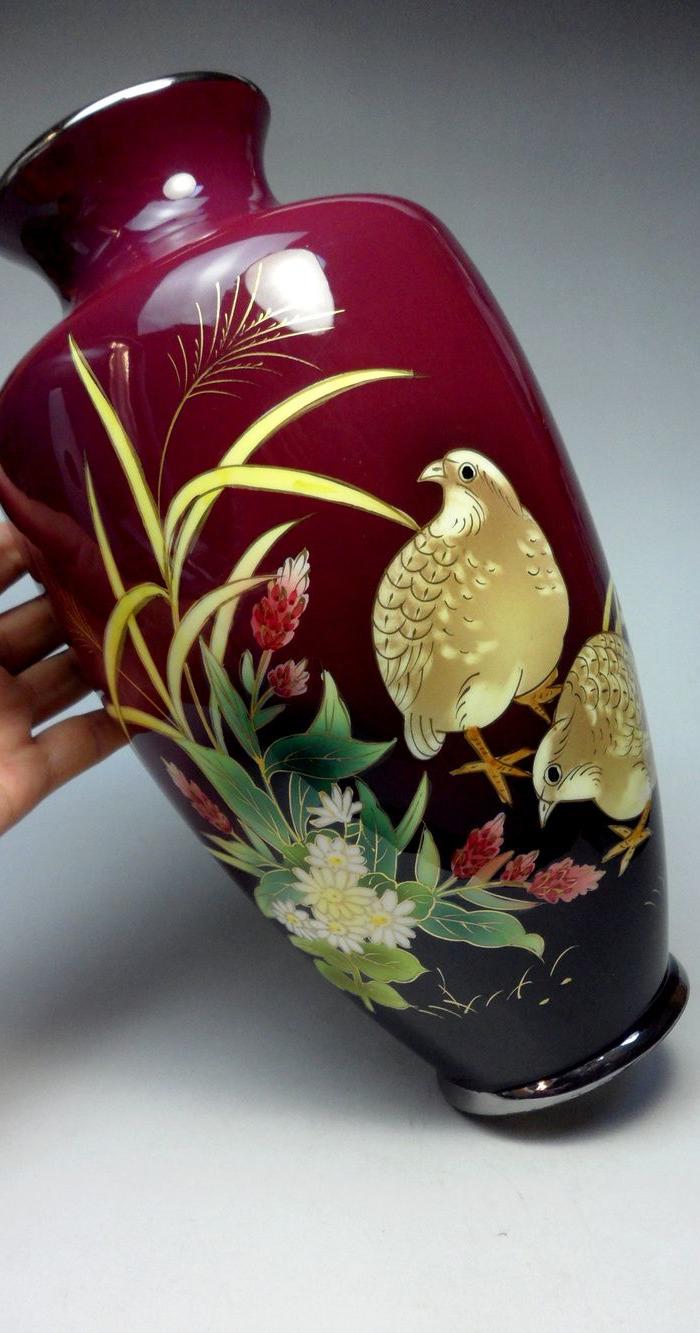 日本回流富士七宝烧陶瓷胎花瓶!