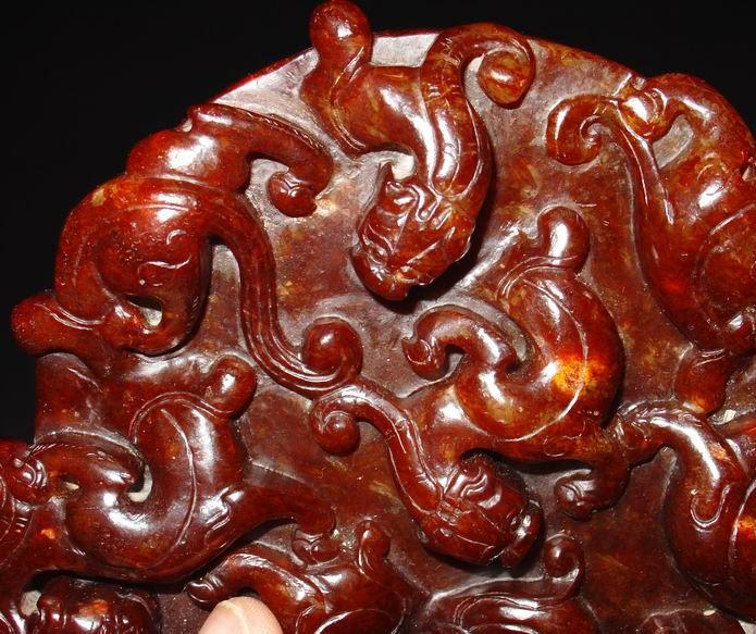 和田玉 血沁五龙玉壁