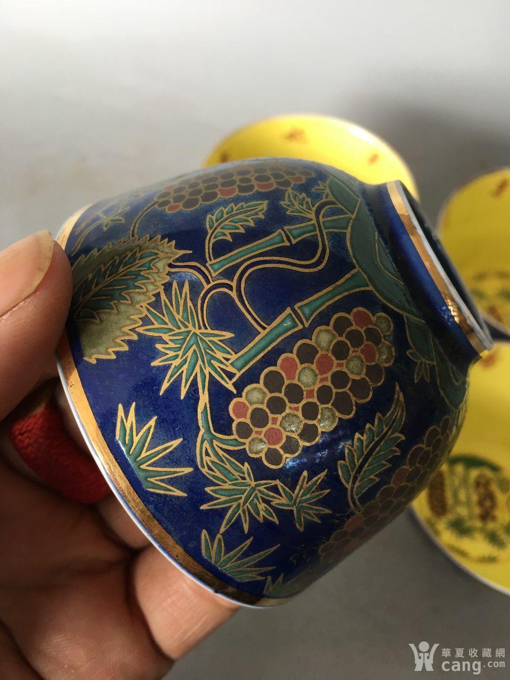 大明成化年制御赐万贵妃专用五彩茶杯四个,瓷胎超薄