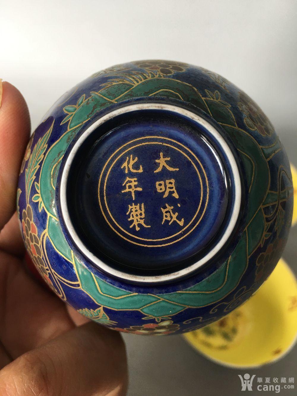 大明成化年制御赐万贵妃专用五彩茶杯四个,瓷胎超薄