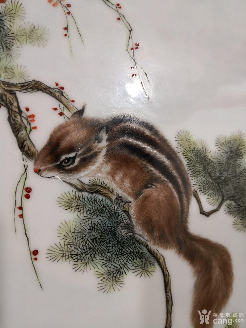 民国珠山八友毕渊明粉彩瓷板画松鼠四条屏