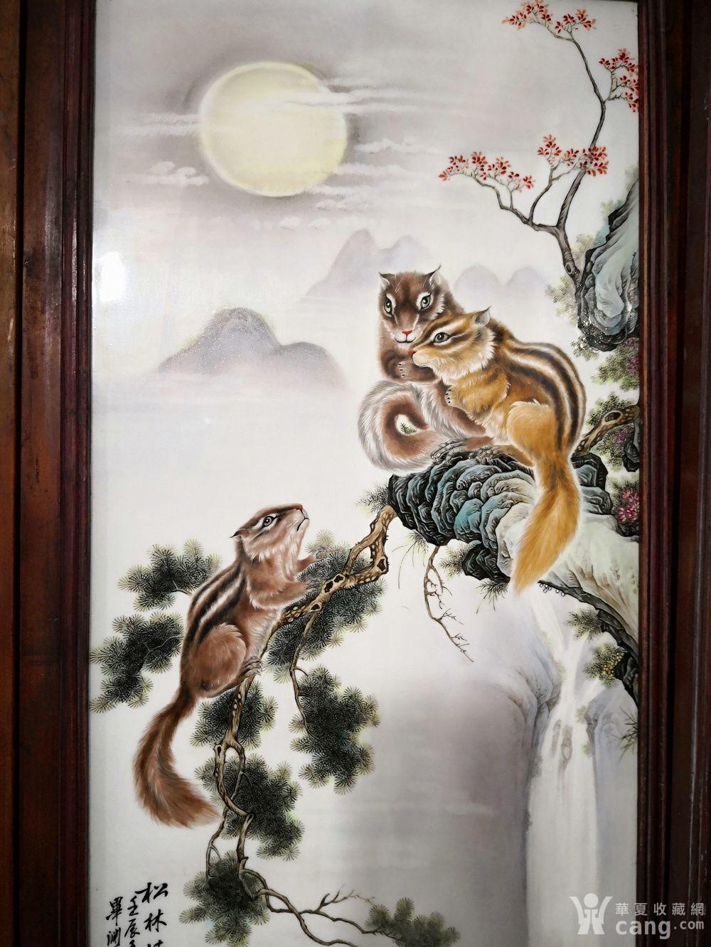 民国珠山八友毕渊明粉彩瓷板画松鼠四条屏