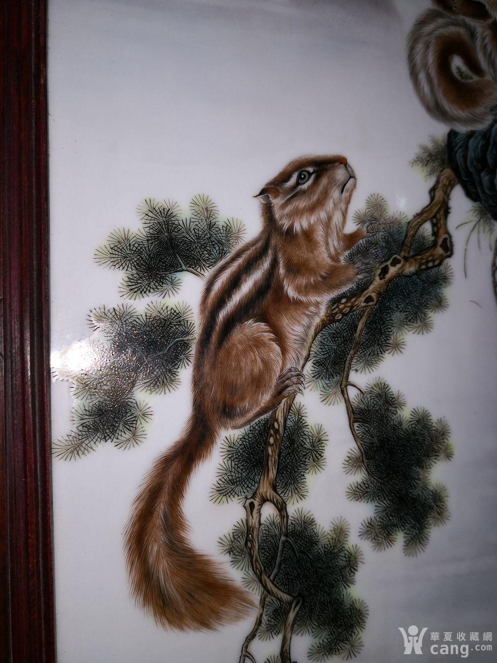 民国珠山八友毕渊明粉彩瓷板画松鼠四条屏